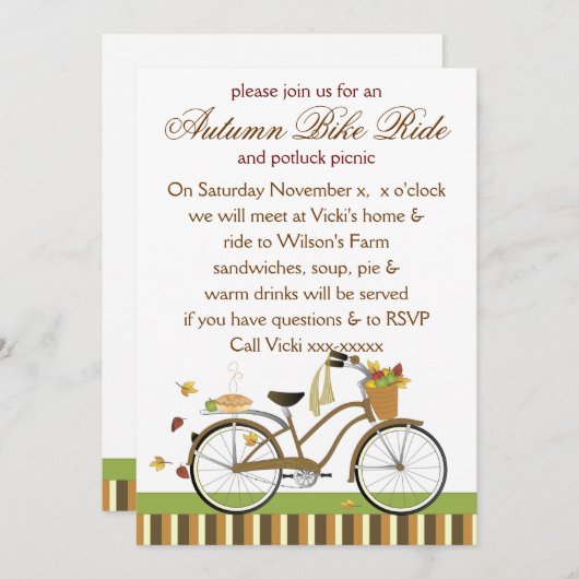 Pie Delivery Bicycle Einladung (Vorne/Hinten)