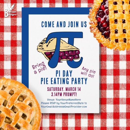 Pie Eating PI DAY Party Einladung