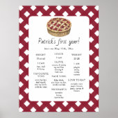 Pie First Birthday Milestone Geburtstag Poster (Vorne)