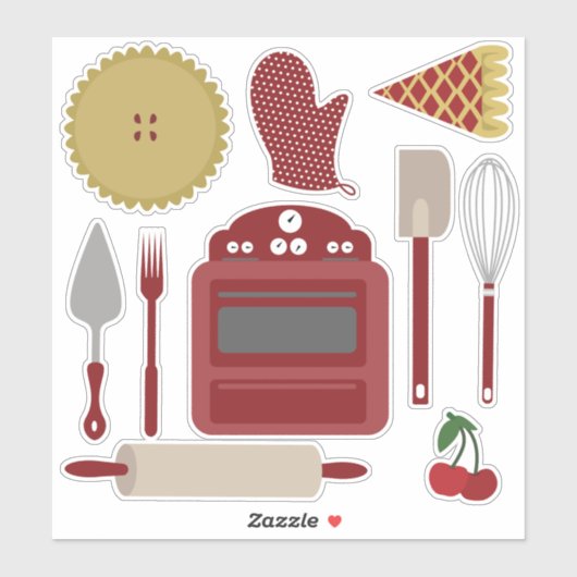 Pie Kitchen Stickers - Cherry Aufkleber (Blatt)