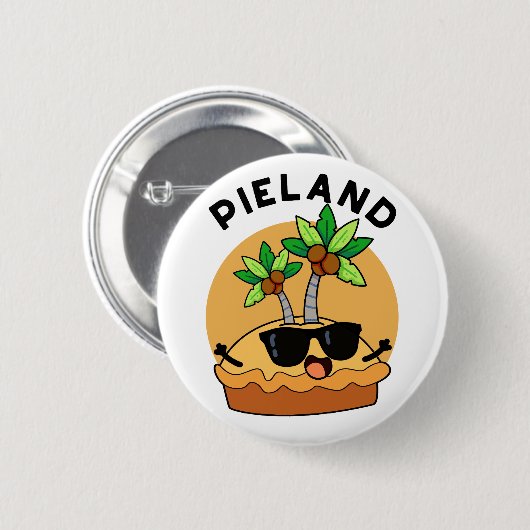 Pie-land Funny Island Pun Button (Vorne & Hinten)