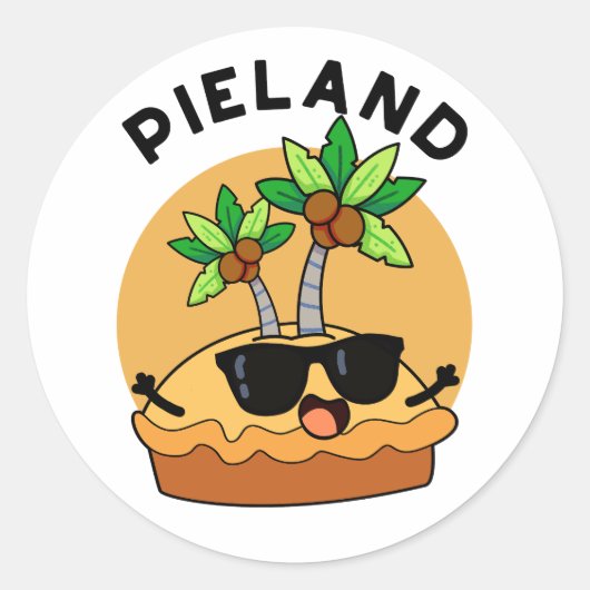 Pie-land Funny Island Pun Runder Aufkleber (Vorderseite)