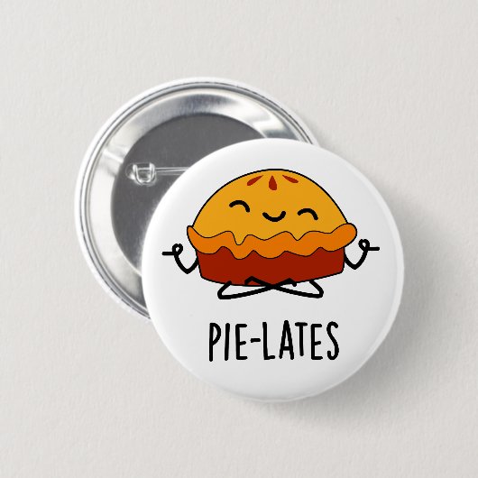 Pie-lates Funny Food Pie Pun Button (Vorne & Hinten)