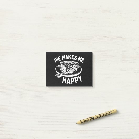 Pie macht mich glücklich Funny Pie Post-it Klebezettel (Auf Schreibtisch)