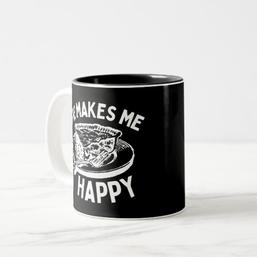 Pie macht mich glücklich Funny Pie Zweifarbige Tasse (Vorderseite Links)