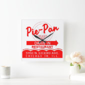 Pie-Pan Drive-In Restaurant, Chicago, Illinois Quadratische Wanduhr (Zuhause)