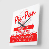 Pie-Pan Drive-In Restaurant, Chicago, Illinois Quadratische Wanduhr (Winkel)