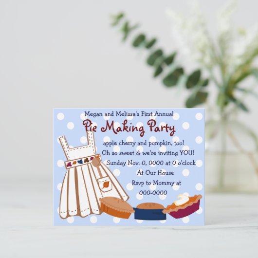 Pie Party Einladung (Stehend Vorderseite)