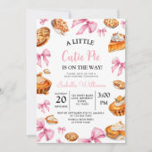 Pie Pink Bow Babydusche Einladung (Vorderseite)