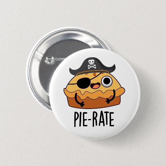 Pie-rate Funny Pirate Pie Pun Button (Vorne & Hinten)