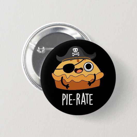 Pie-rate Funny Pirate Pie Pun Dark BG Button (Vorne & Hinten)
