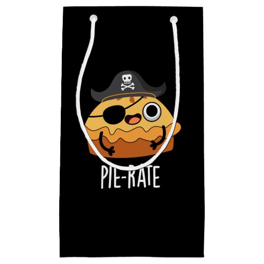 Pie-rate Funny Pirate Pie Pun Dark BG Kleine Geschenktüte (Vorderseite)