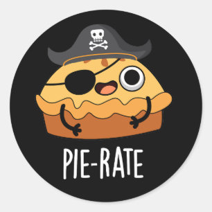 Pie-rate Funny Pirate Pie Pun Dark BG Runder Aufkleber