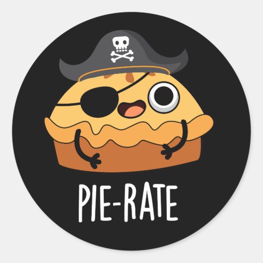 Pie-rate Funny Pirate Pie Pun Dark BG Runder Aufkleber (Vorderseite)