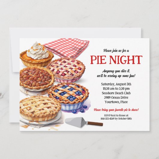 Pie Sharing Night Party Einladung (Vorderseite)