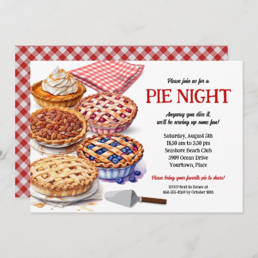 Pie Sharing Night Party Einladung (Vorne/Hinten)