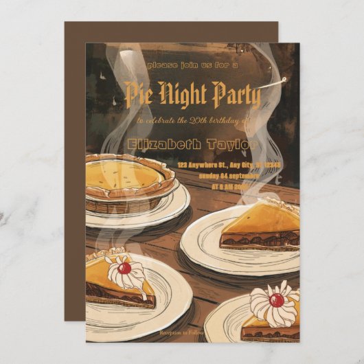 Pie Sharing Night Party Invitation – Sweet & Cozy Einladung (Vorne/Hinten)