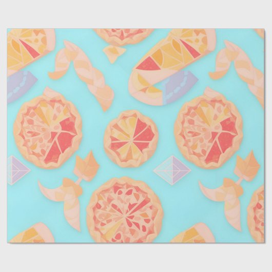 Pie Slice Pastel Personalisiertes Muster Geschenkpapier (Flach)