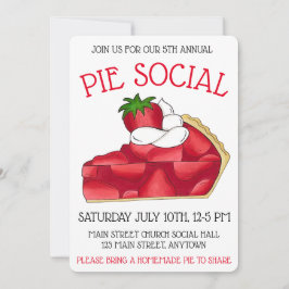 Pie Social Party Dessert Bake Sale Erdbeere Einladung