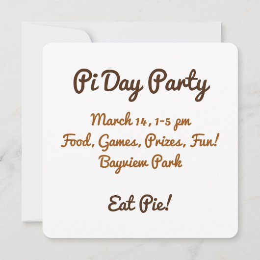 PIE zum Pi-Day-Party bringen Einladung (Rückseite)