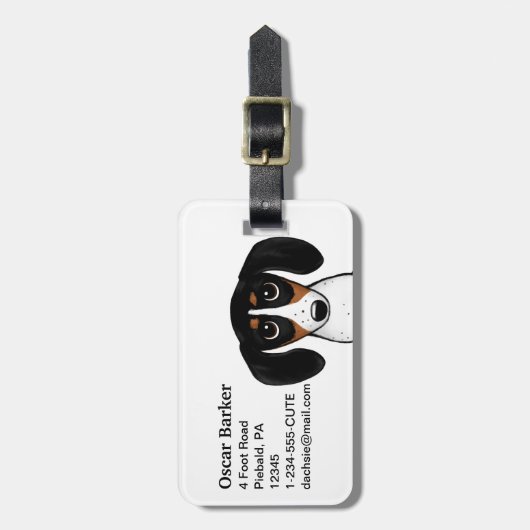 Piebald Dachshund Cute Puppy Gepäckanhänger (Vorderseite vertikal)