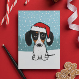 Piebald Dachshund Santa Cute Wiener Dog Christmas Feiertagskarte