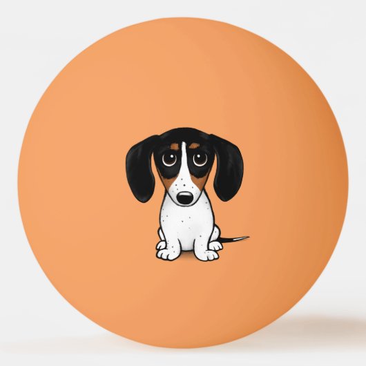 Piebald Dackel Niedlich Cartoon Dog Ping Pong Ball Tischtennisball (Rückseite)