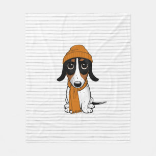 Piebald Dackel Niedlich Hipster Dog Fleecedecke