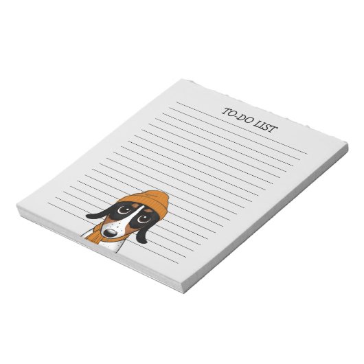 Piebald Dackel Niedlich Hipster Dog Lined Notizblock (Rotiert)