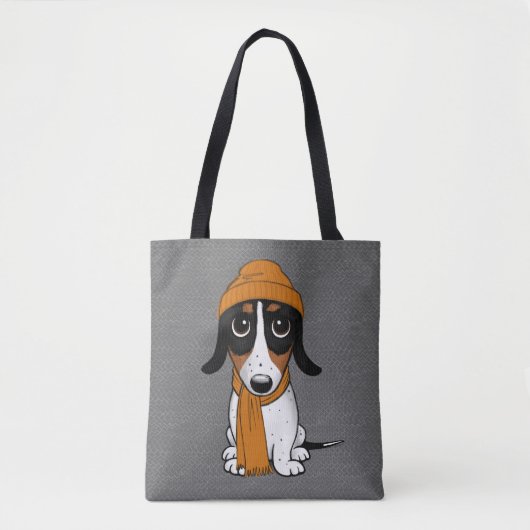 Piebald Dackel Niedlich Hipster Dog Tasche (Vorderseite)