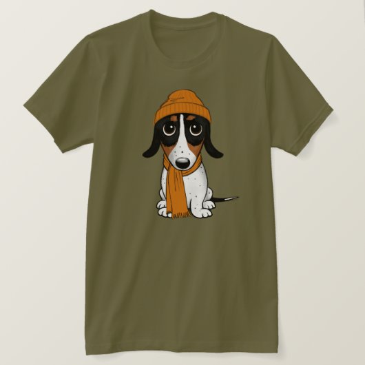 Piebald Dackel Niedlich Hipster Hund T - Shirt (Design vorne)