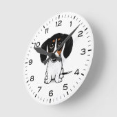 Piebald Dackel Niedliche Dackel Dog Runde Wanduhr (Winkel)