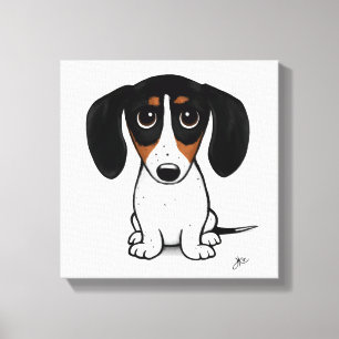 Piebald Dackel   Niedlicher Cartoon Dackel Hund Leinwanddruck