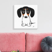 Piebald Dackel | Niedlicher Cartoon Dackel Hund Leinwanddruck (Insitu (Wohnzimmer))