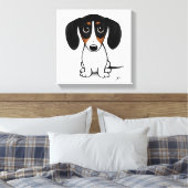 Piebald Dackel | Niedlicher Cartoon Dackel Hund Leinwanddruck (Insitu (Schlafzimmer))
