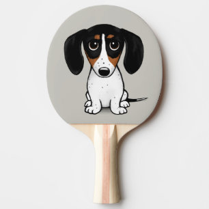 Piebald Dackel Niedlicher Cartoon Dog Tischtennis Schläger