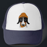 Piebald Dackel Niedlicher Hipster Dog Trucker Hat Truckerkappe<br><div class="desc">Der perfekte Hut für Piebalds Liebhaber. Niedlicher Cartoon-Stil zeichnend einer schwarzen,  bräunlichen und weißen Piebaldal-Dackel. Das ist ein tolles Geschenk für Hundefreunde der Dackel. Unisex Größe passt für die meisten Teens und Erwachsenen.</div>