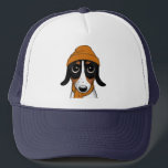 Piebald Dackel Niedlicher Hipster Dog Trucker Hat Truckerkappe<br><div class="desc">Der perfekte Hut für Piebalds Liebhaber. Niedlicher Cartoon-Stil zeichnend einer schwarzen,  bräunlichen und weißen Piebaldal-Dackel. Das ist ein tolles Geschenk für Hundefreunde der Dackel. Unisex Größe passt für die meisten Teens und Erwachsenen.</div>
