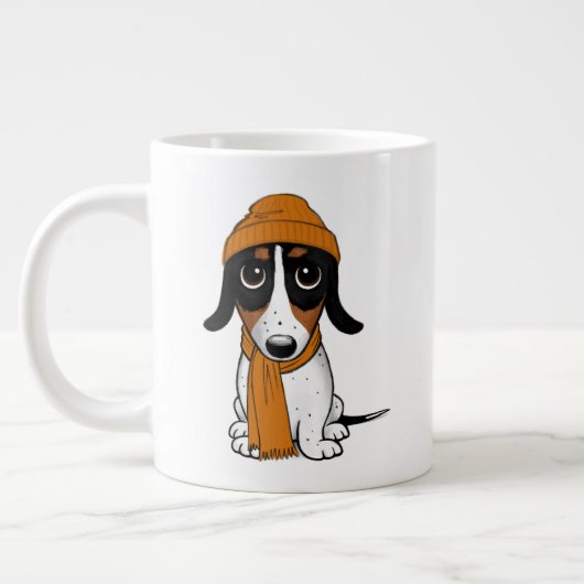 Piebald Dackel | Niedlicher Hipster Hund Jumbo-Tasse (Links)