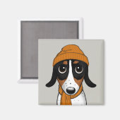 Piebald Dackel | Niedlicher Hipster Hund Magnet (Vorderseite/Rückseite)