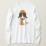 Piebald Dackel Niedlicher Hipster Hund T-Shirt<br><div class="desc">Niedliche Dackel Cartoon Hund Shirt. Schwarz-bräunliche Piebaldgrün-Dackel mit einem Mützenhut und Schal. Ein tolles Geschenk für Dackel-Liebhaber!</div>
