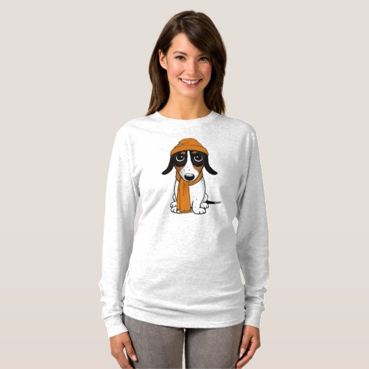 Piebald Dackel Niedlicher Hipster Hund T-Shirt (Vorne ganz)