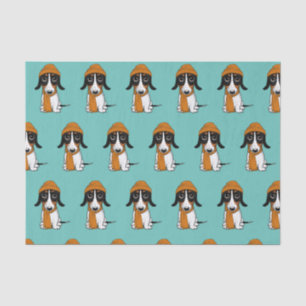 Piebald Dackel Niedlicher Hund mit Hut Gemustert Seidenpapier