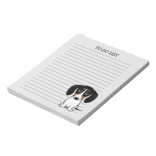 Piebald Dackel Niedlicher Welpendoktor mit Textade Notizblock (Rotiert)