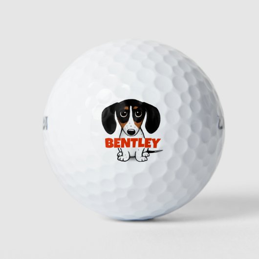 Piebald Dackel Niedlicher Welpenhund Custom Golfball (Vorderseite)