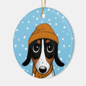 Piebald Dackel Niedlicher Winterhund Keramik  Ornament (Links)