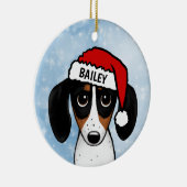 Piebald Dackel Santa Dackel Hund Individuelle Name Keramik Ornament (Rechts)