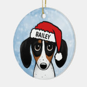Piebald Dackel Santa Dackel Hund Individuelle Name Keramik Ornament (Links)