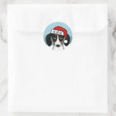 Piebald Dackel Santa Niedliche Dackel Hund Custom Runder Aufkleber (Tasche)