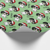 Piebald Dackel Weihnachts-Individuelle Name Niedli Geschenkpapier (Ecke)